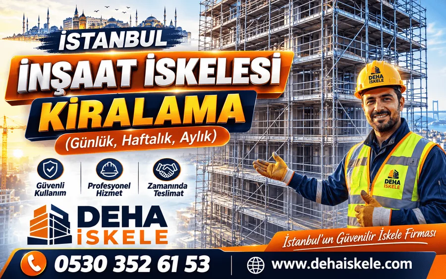 İnşaat sahasında kurulu iskele sistemi ve çalışma platformları